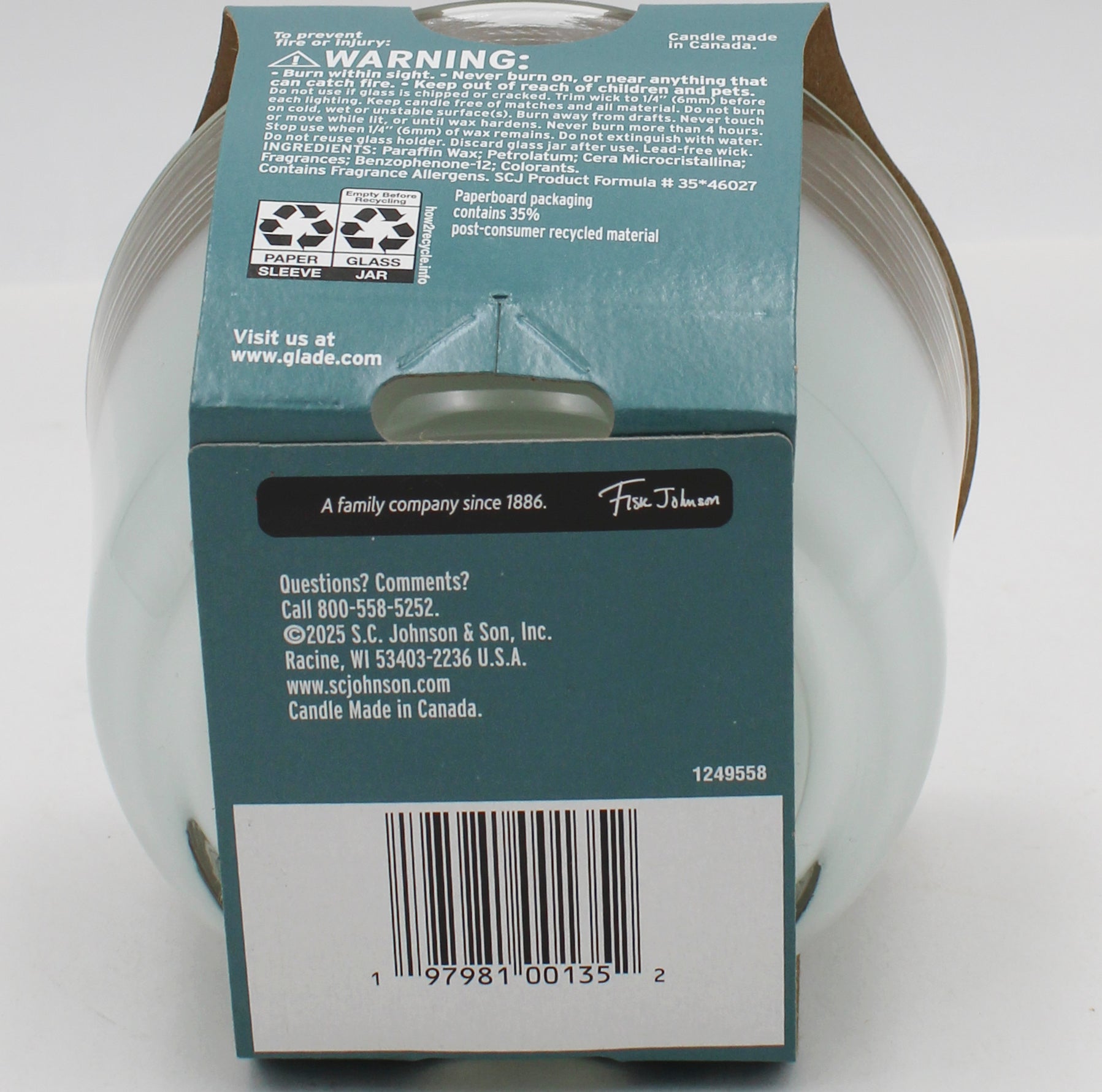 GLADE 3-WICK CANDLE BERGAMOT & EUCALYPTUS 6.8oz US