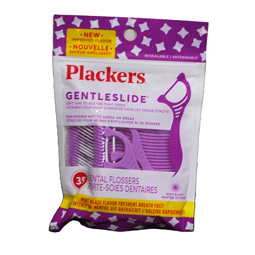 PLACKERS GENTLESLIDE DENTAL FLOSSERS 35CT MINT BLAST NI