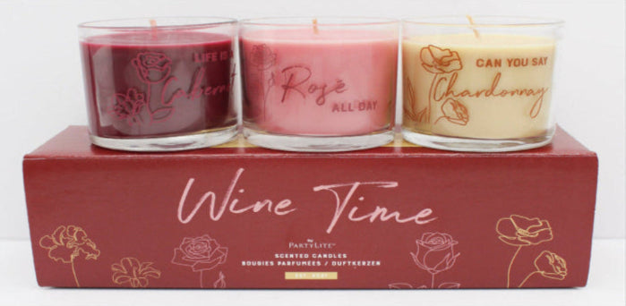 PARTYLITE WINE TIME MINI JAR TRIO 3ct 4.8oz
