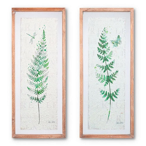 GLASS FRAMED FERN PAPER PRINT - ASSORTED 10"L x 21.25"H x 1"D