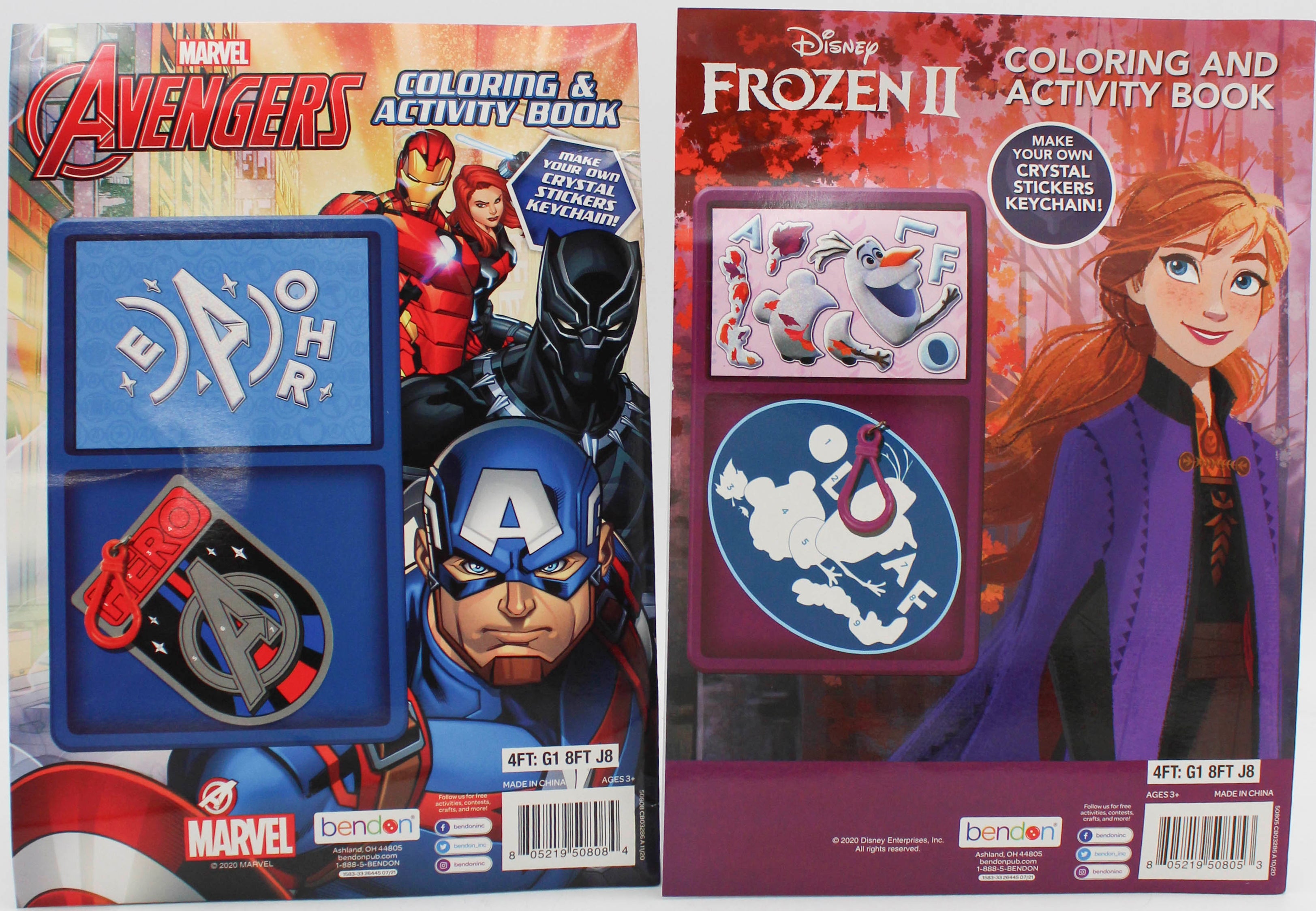 BENDON COLORING AND ACTIVITY BOOK 30PG W/CRYSTAL KEY CHAIN CLIP ASST PP$3