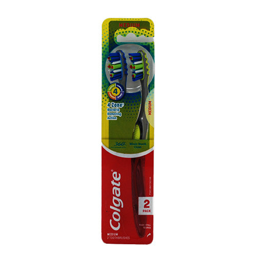 COLGATE 360 4ZONE TB 2PK-MEDIUM NI
