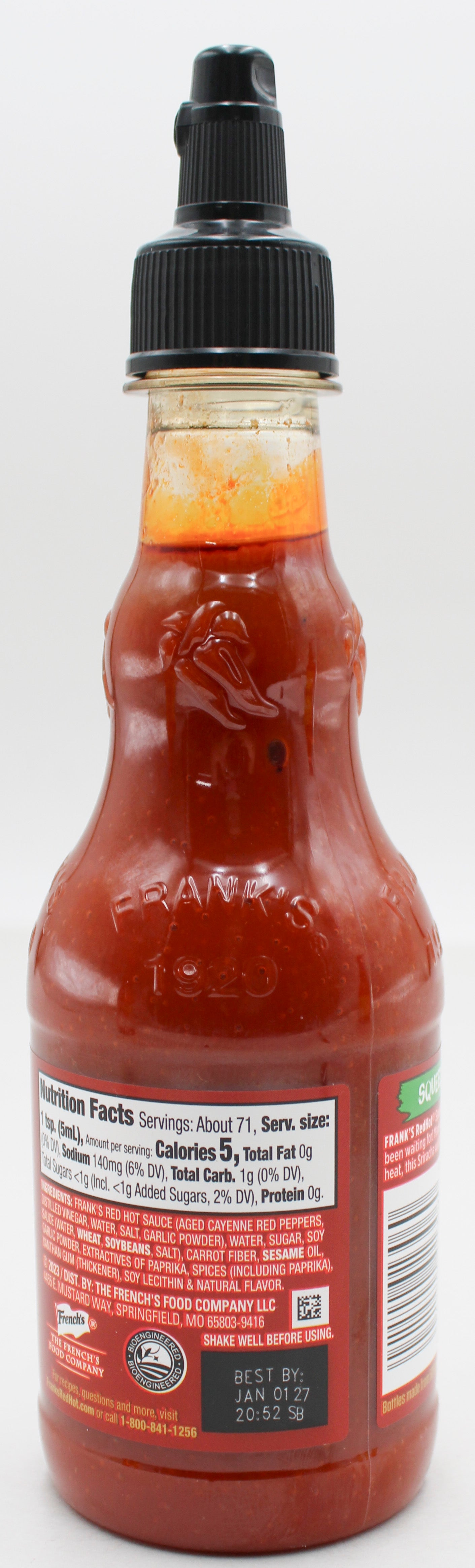 FRANKS RED HOT SRIRACHA SCE SQZ 12 FL Oz BB 1/1/27