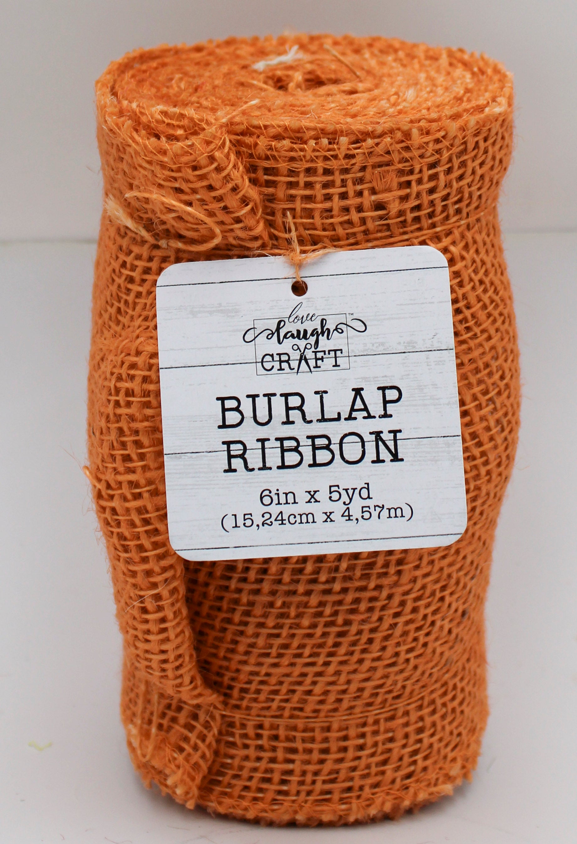 6 IN X 5 YD BURLAP RIBBON - MANGO