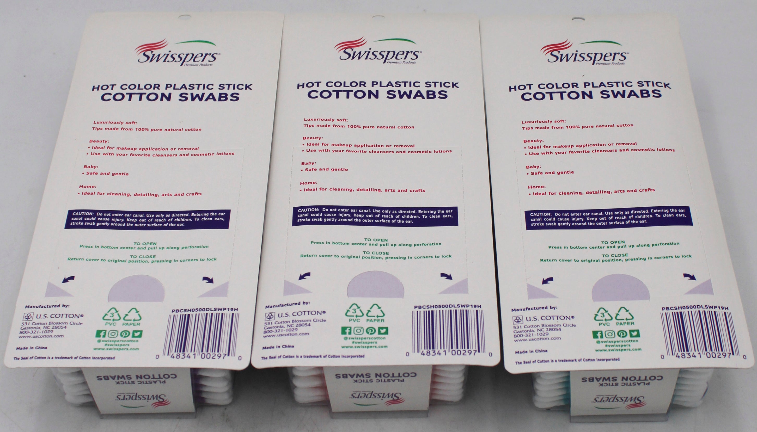SWISSPERS 500CT COLORED STICK COTTON SWABS