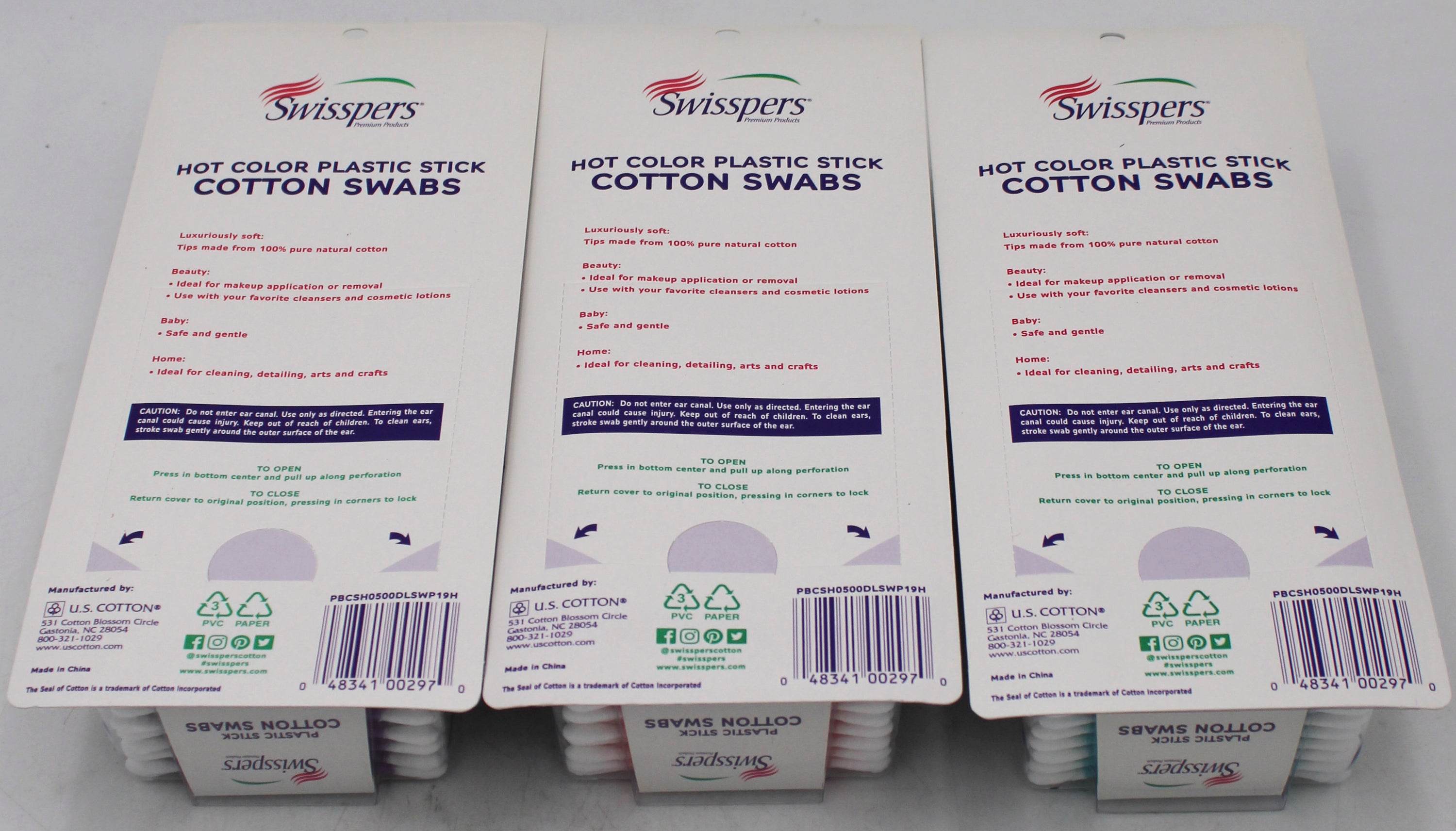 SWISSPERS 500CT COLORED STICK COTTON SWABS