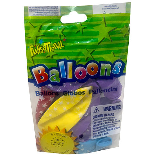 ROUND BALLOONS 12"/8CT-STAR/ASST.