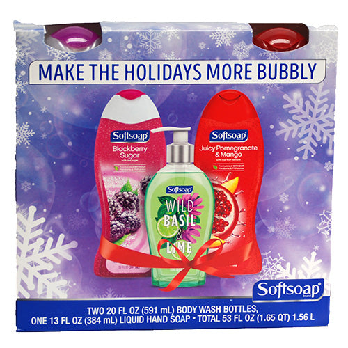 SOFTSOAP HOLIDAY GIFT PACK ASST HAND/BODY SOAP-BLACKBERRY SUGAR/POM&MANGO/BASIL&LIME-NI