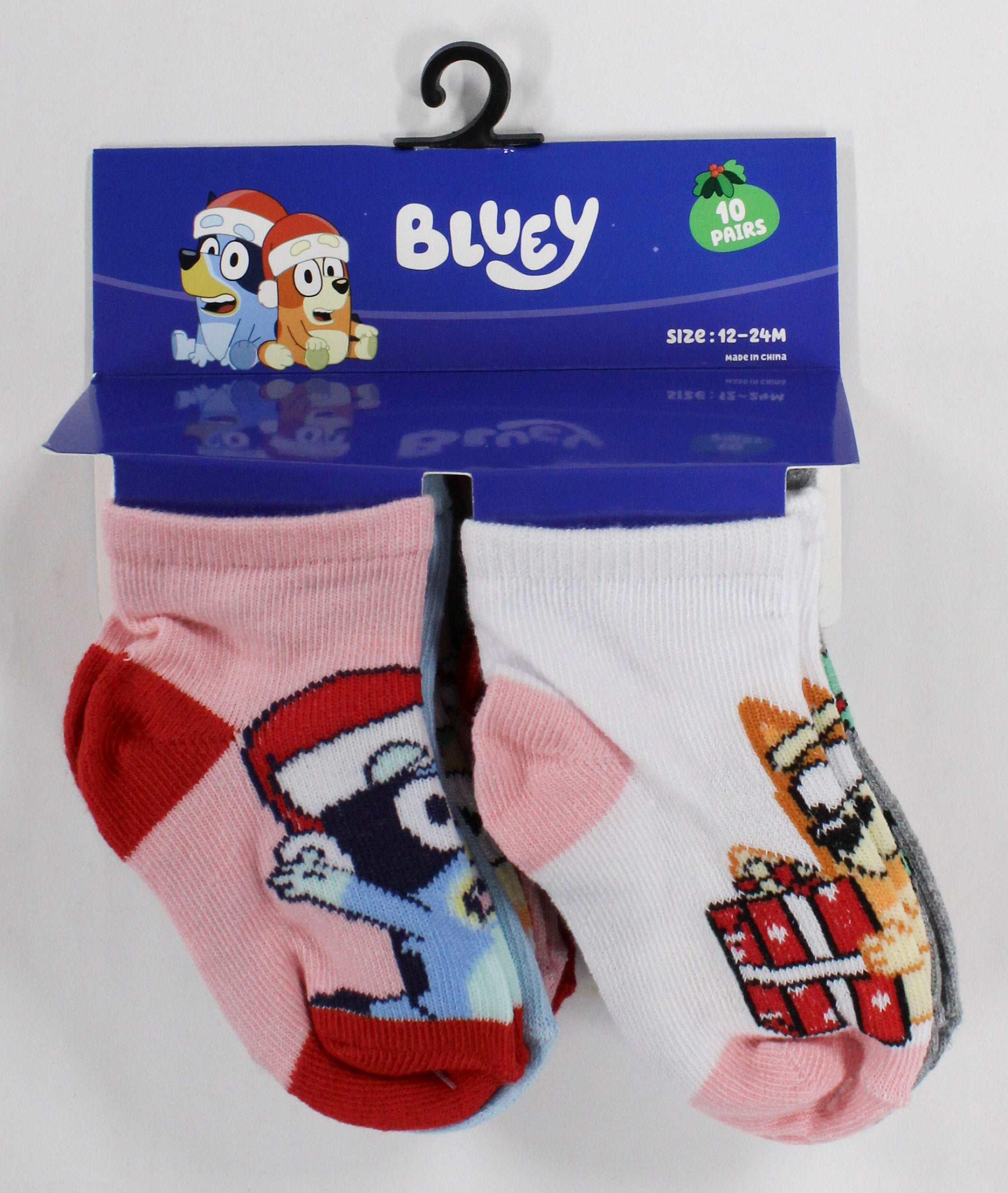 10pk 12-24m BLUEY XMAS JOY QRT SOCKS