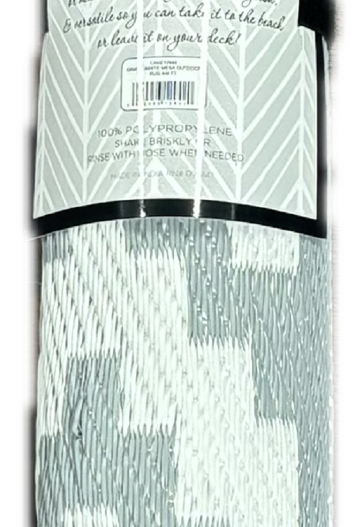 4X6 FT DIAMONDS OUTDOOR RUG - GRAY & WHITE BOLD