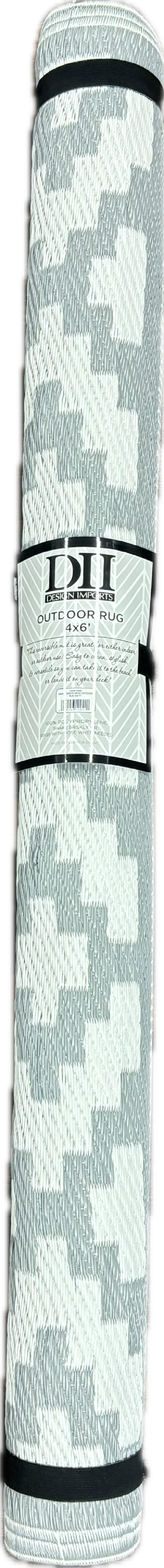 4X6 FT DIAMONDS OUTDOOR RUG - GRAY & WHITE BOLD