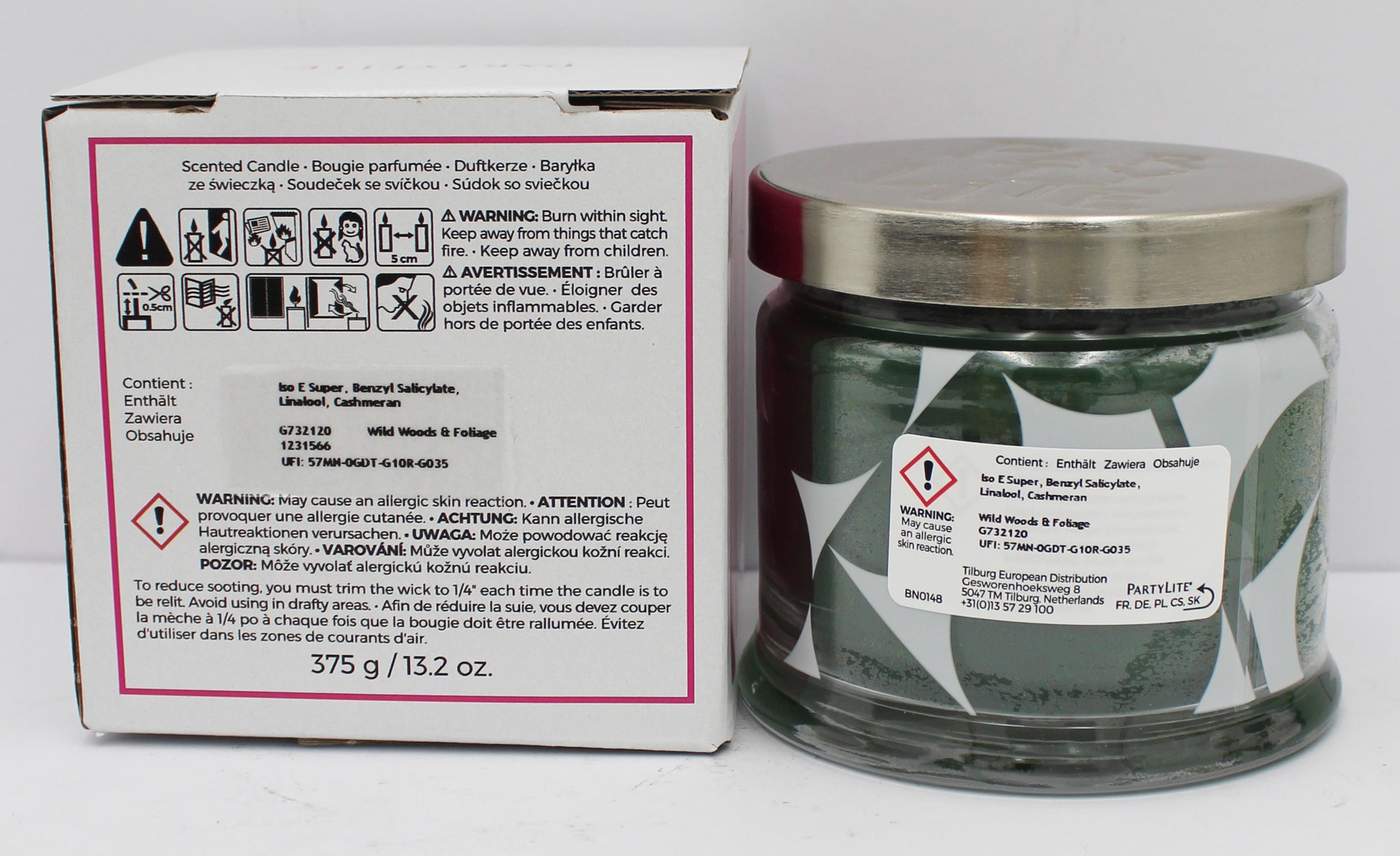 PARTYLITE WILD WOODS & FOLIAGE 3-WICK JAR CANDLE 13.2oz