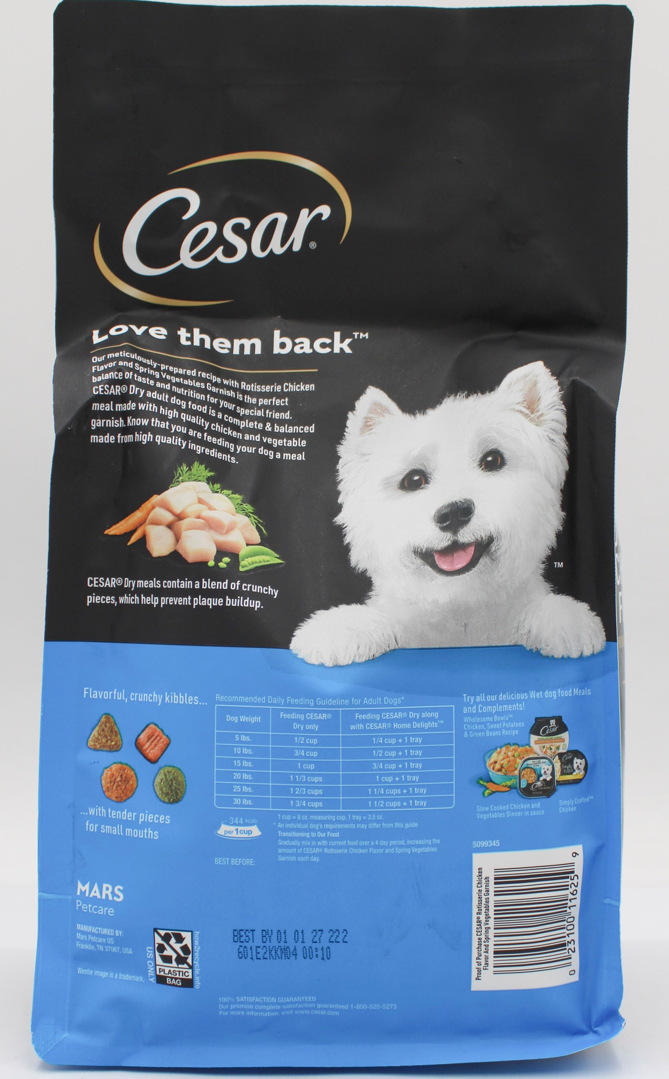 CESAR SM. BREED CHICKEN & VEGETABLE DRY DOG FOOD 2.7lb BB 1/1/2027