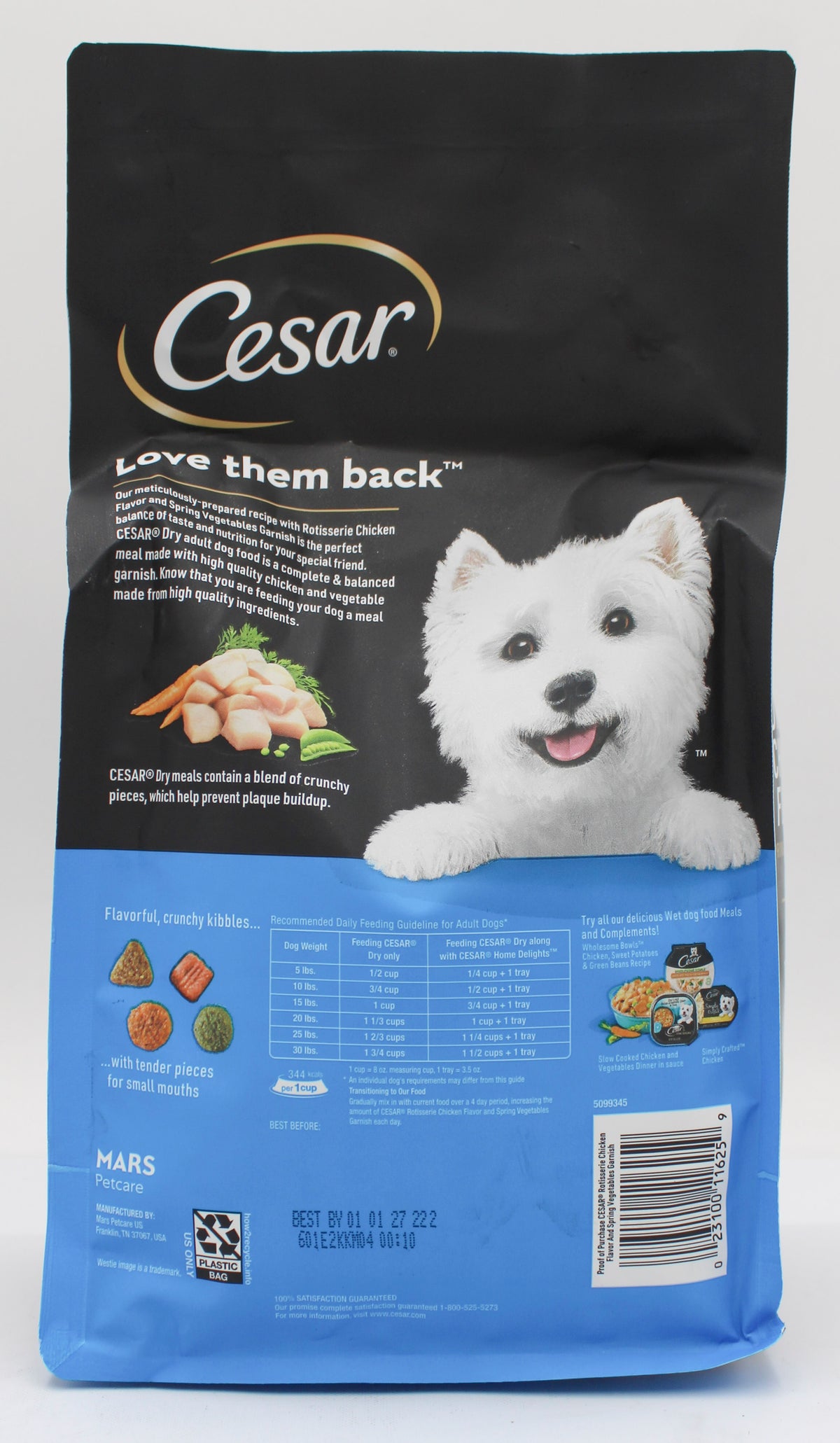 CESAR SM. BREED CHICKEN & VEGETABLE DRY DOG FOOD 2.7lb BB 1/1/2027