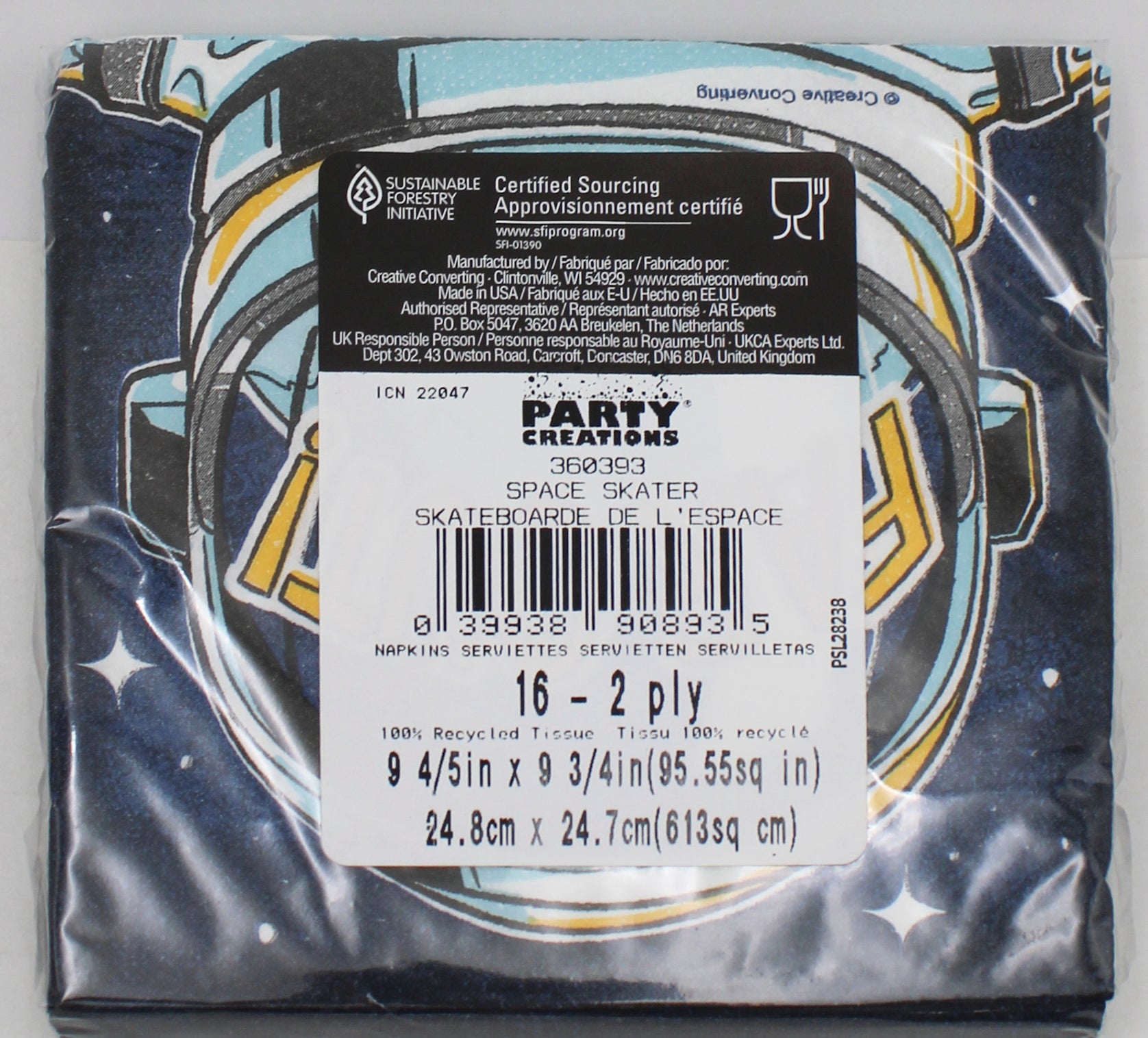 BEVERAGE NAPKIN 16CT 2P SPACE SKATER