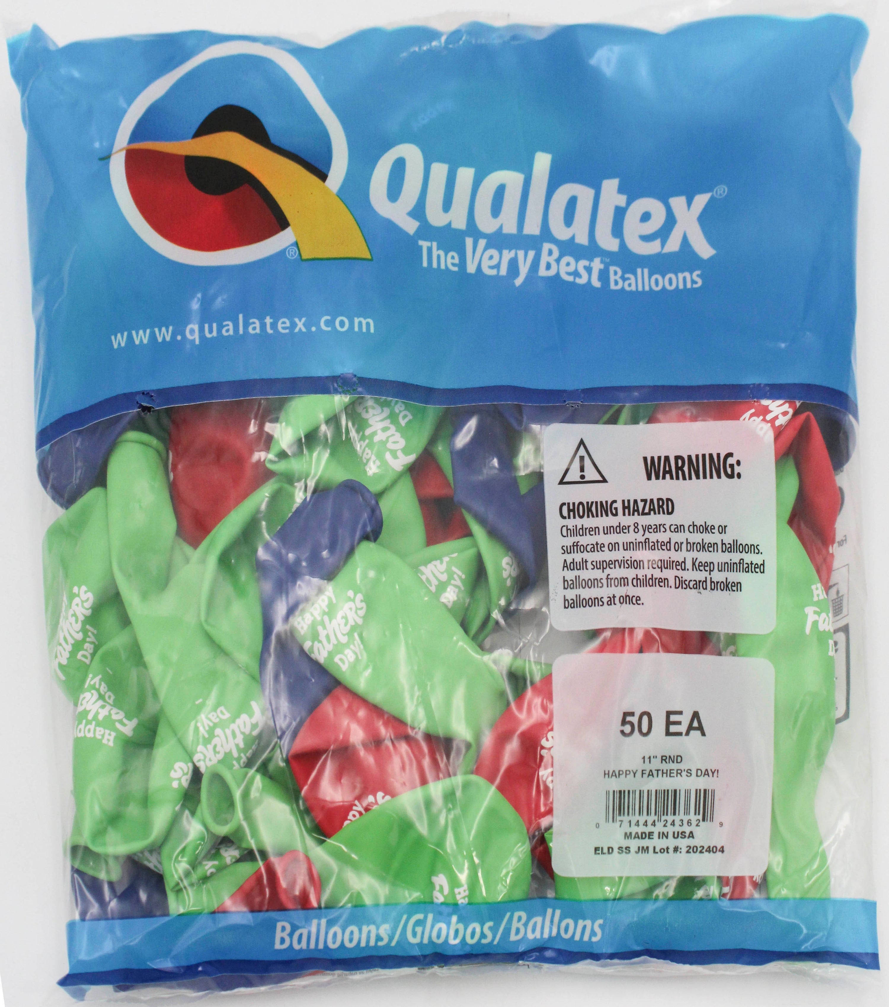 11" ROUND QX LATEX BALLOON AST 50CT HAPPY FATHER'S DAY!
