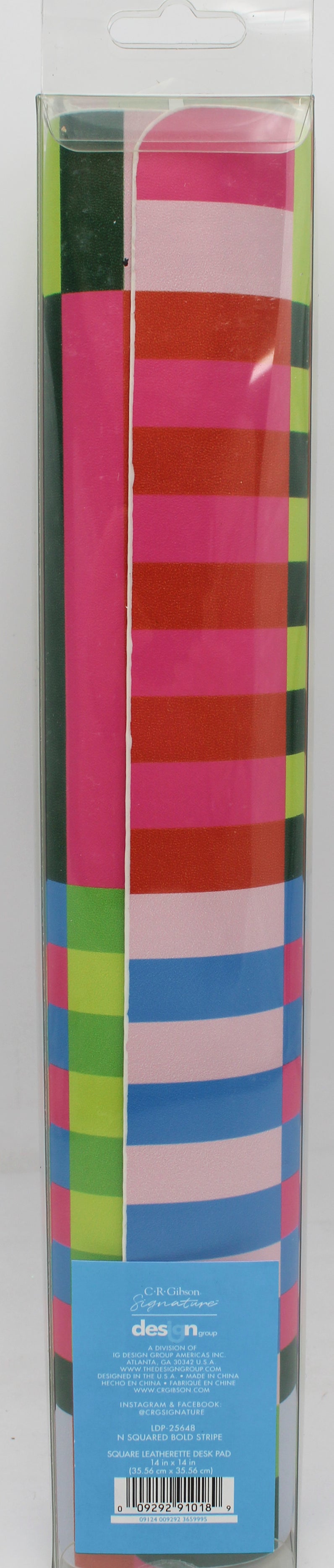 CR GIBSON N SQUARED LEATHERETTE DESK PAD - BOLD STRIPE