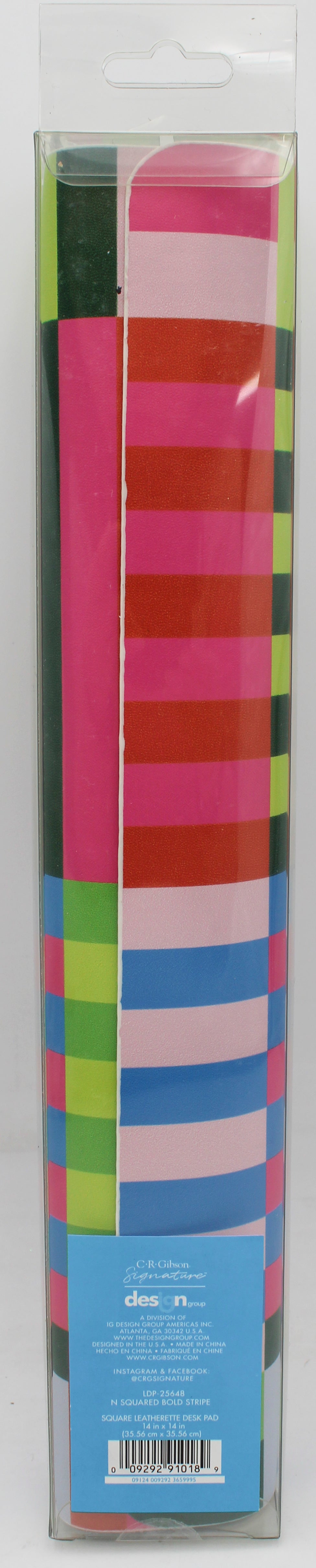 CR GIBSON N SQUARED LEATHERETTE DESK PAD - BOLD STRIPE