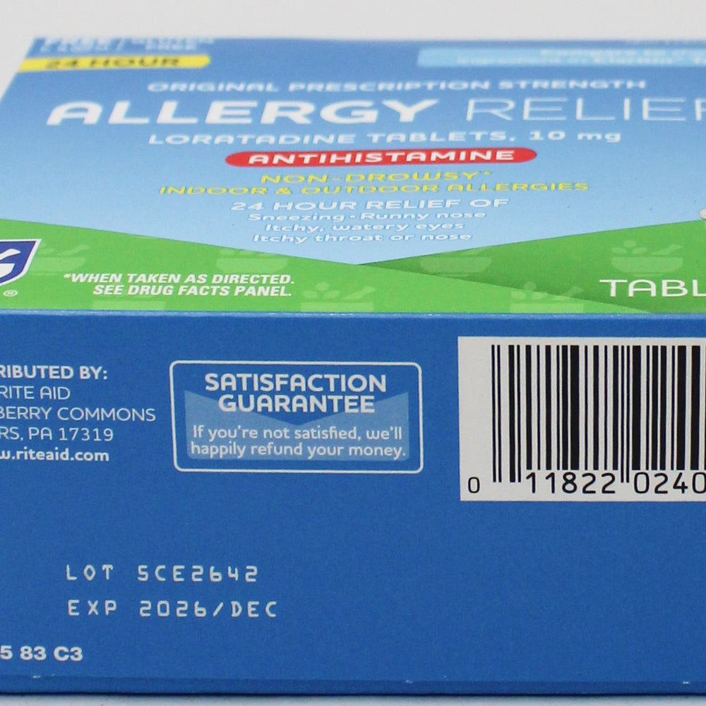 RITE AID 24HR ALLERGY RELIEF ANTHISTAMINE TABLETS 30ct EXP 12/31/2026 COMPARES TO Claritin