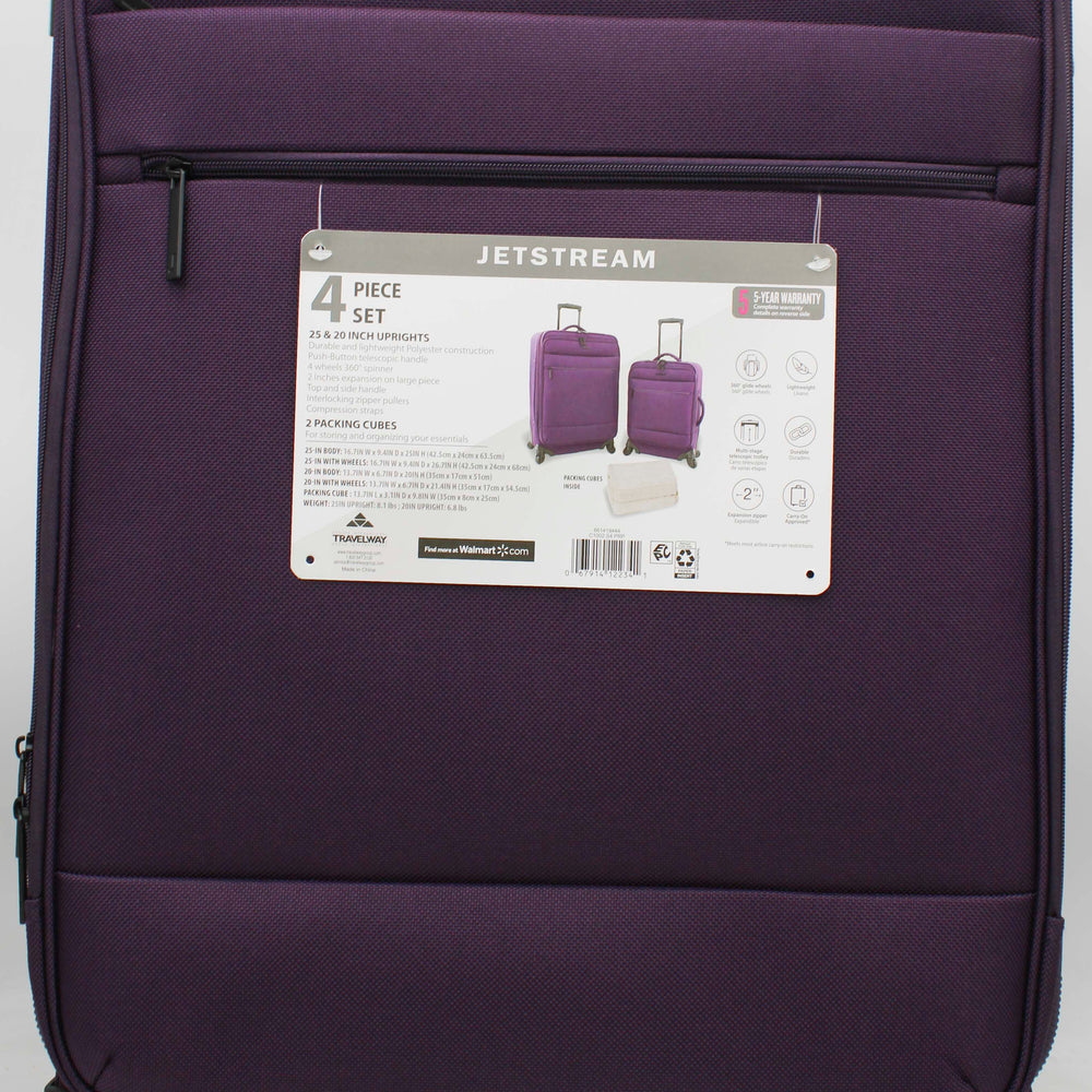 JETSTREAM 2PC LUGGAGE SET W/ 2 PACKING CUBES - 25'' CHECK IN AND 20'' CARRY ON
