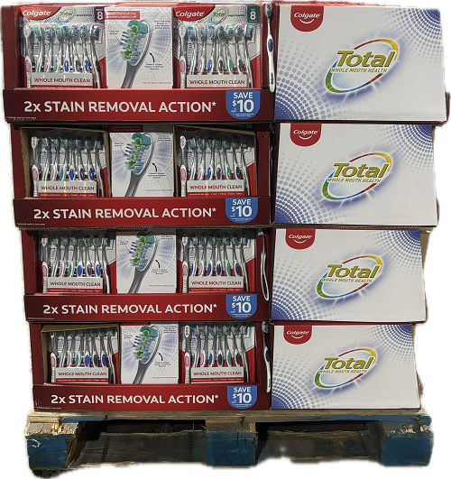 COLGATE TOTAL WHITENING TOOTHBRUSH 8PK PALLET DISPLAY 416ct NI