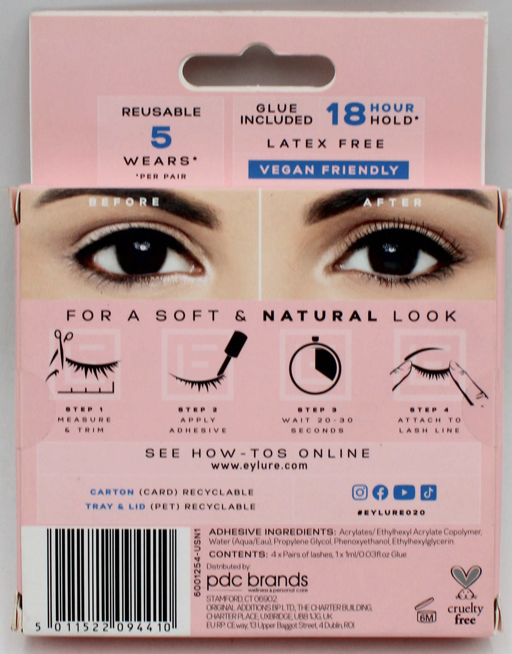 SP EYLURE LONDON NATURALS LASHES 4 PAIRS GLUE INCLUDED