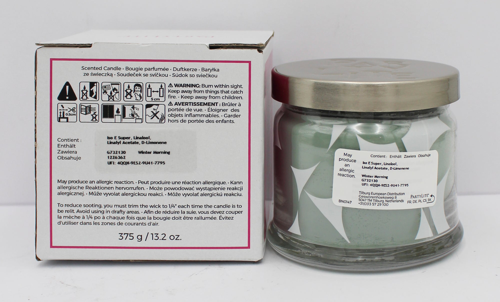 PARTYLITE WINTER MORNING 3-WICK JAR CANDLE 13.2oz