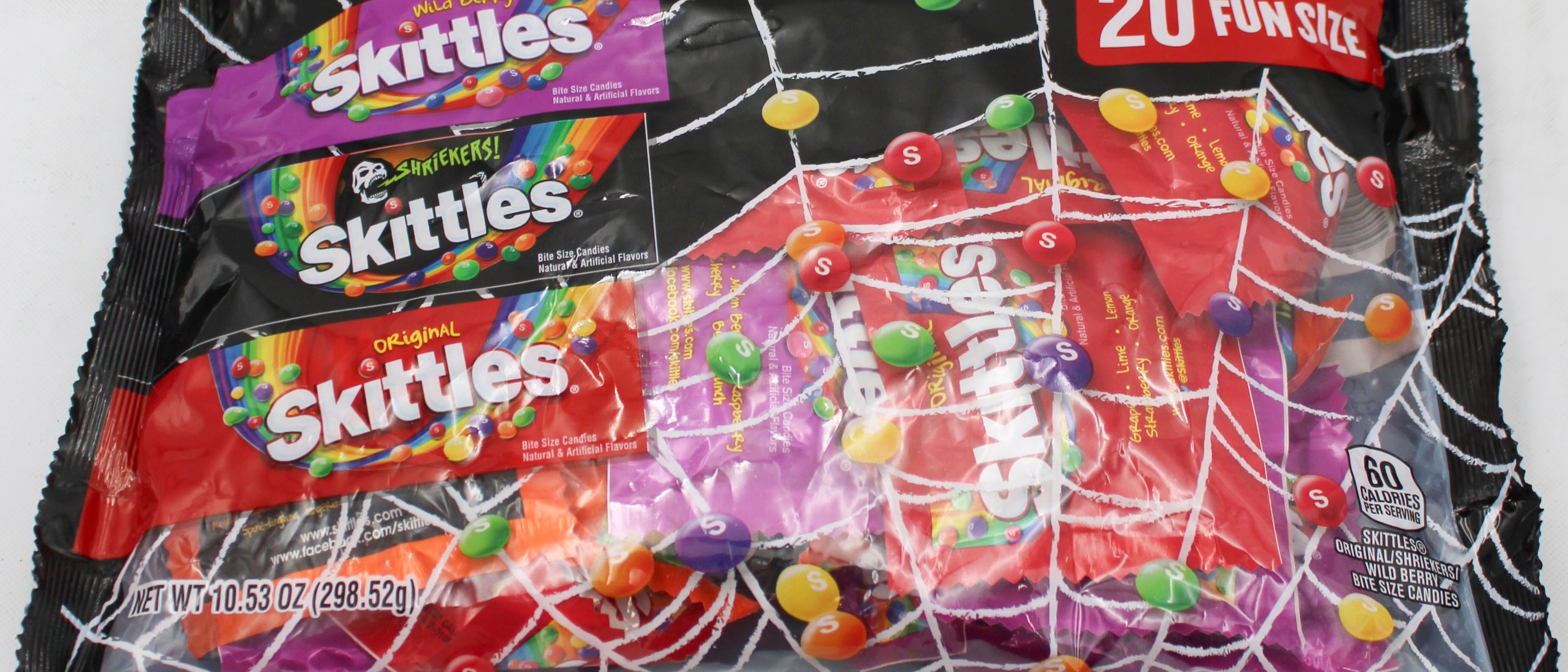 SKITTLES MIXED VARIETY HALLOWEEN FUN SIZE LAYDOWN BAG 10.53oz BB 6/30/2027