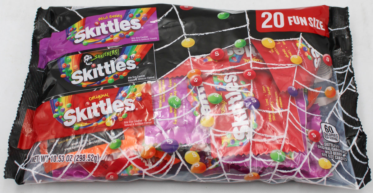 SKITTLES MIXED VARIETY HALLOWEEN FUN SIZE LAYDOWN BAG 10.53oz BB 6/30/2027