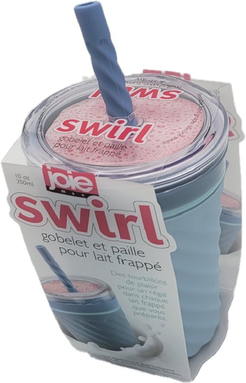 JOIE SWIRL MILKSHAKE TUMBLER 10oz WITH STRAW BLUE NI