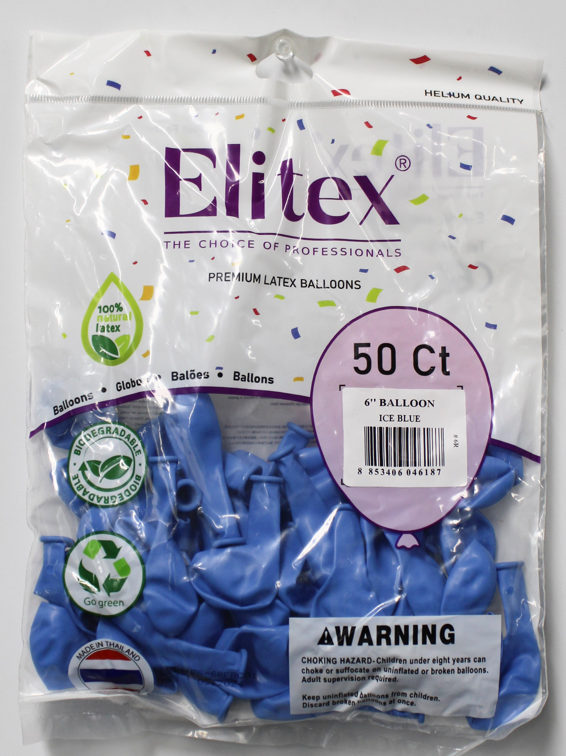 ELITEX 6" ICE BLUE ROUND BALLOON, 50 PACK