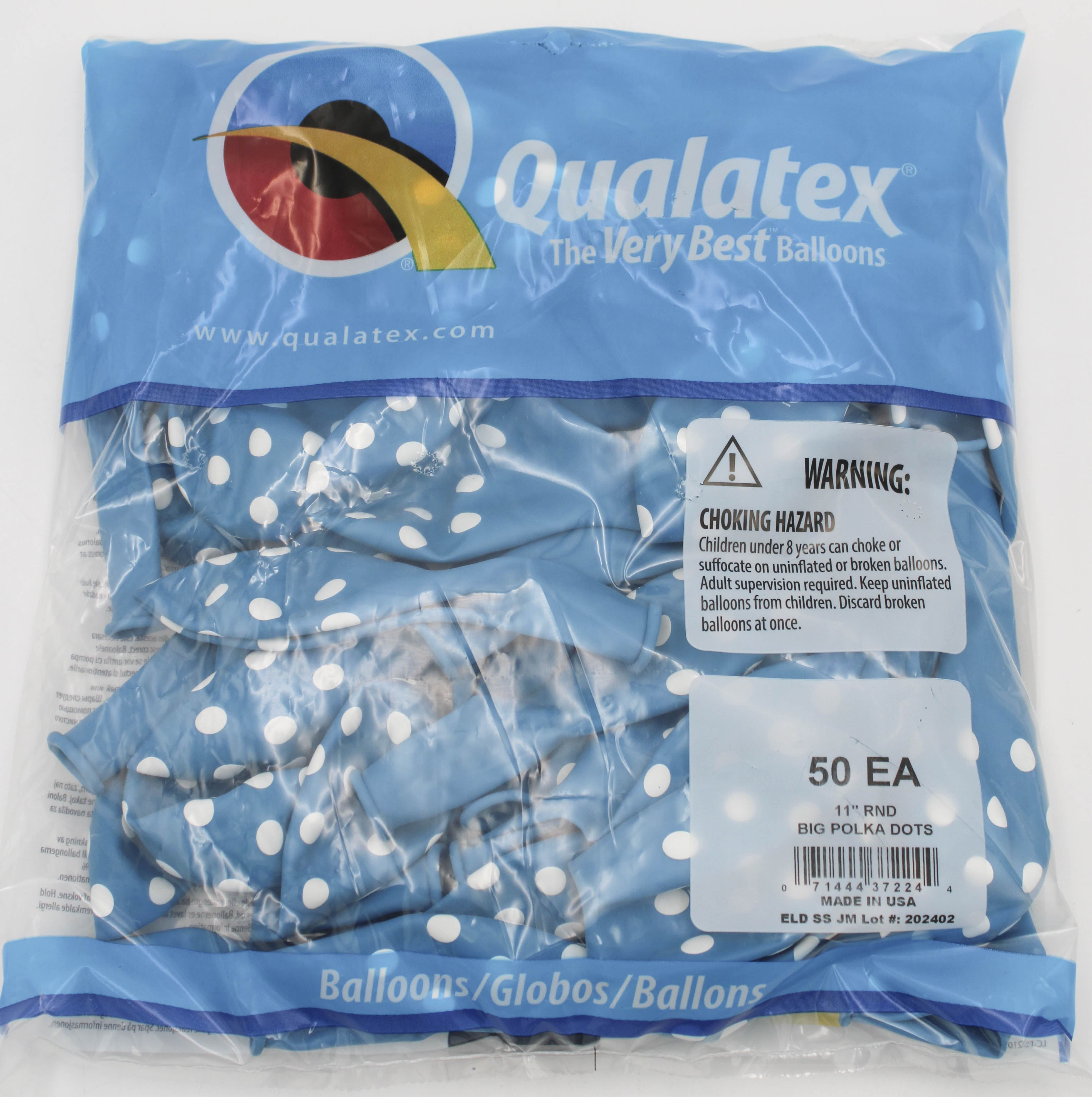11" ROUND QX LATEX BALLOON RBN EGG 50CT BIG POLKA DOTS
