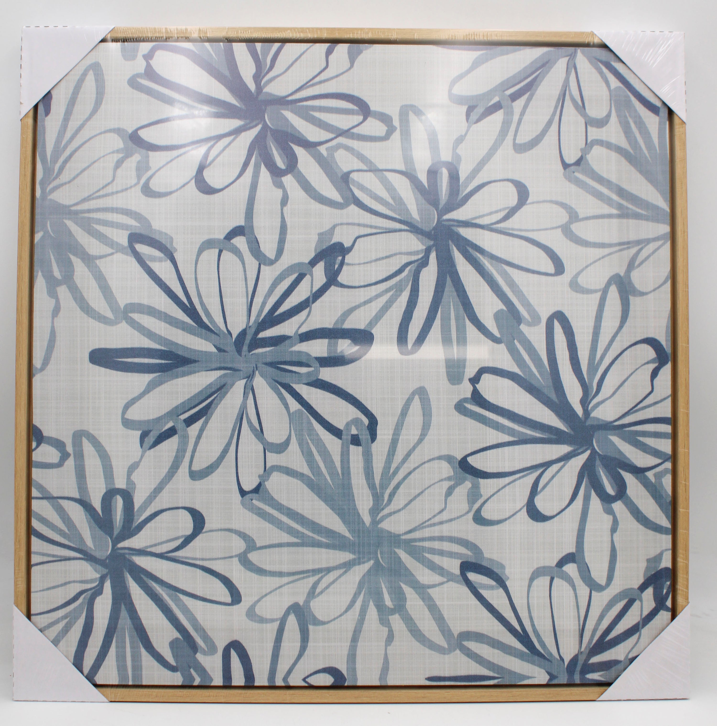 BLUE DAISY FRAMED CANVAS PRINT 18"L x 18"H