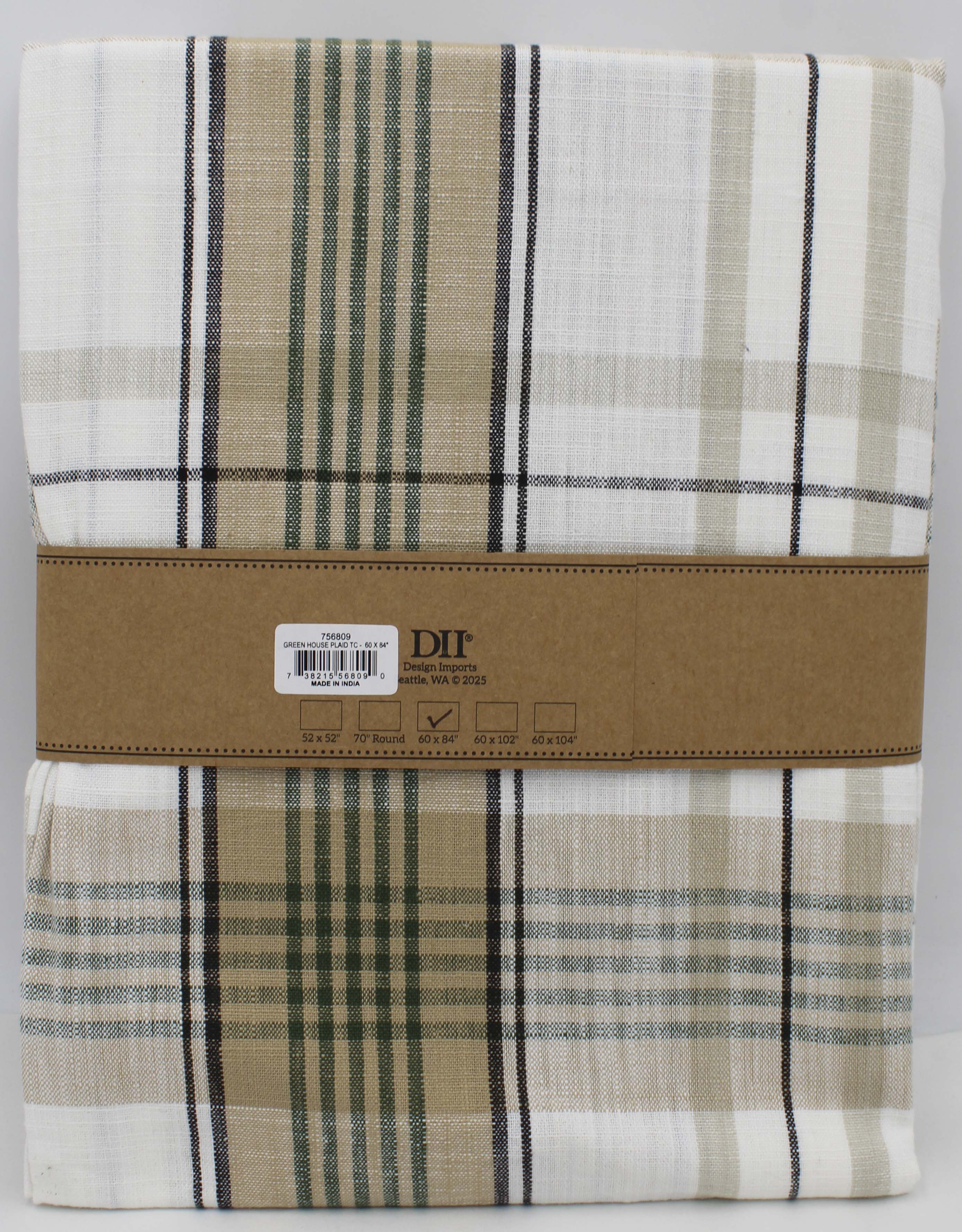 TABLECLOTH -  60 X 84 GREEN HOUSE PLAID