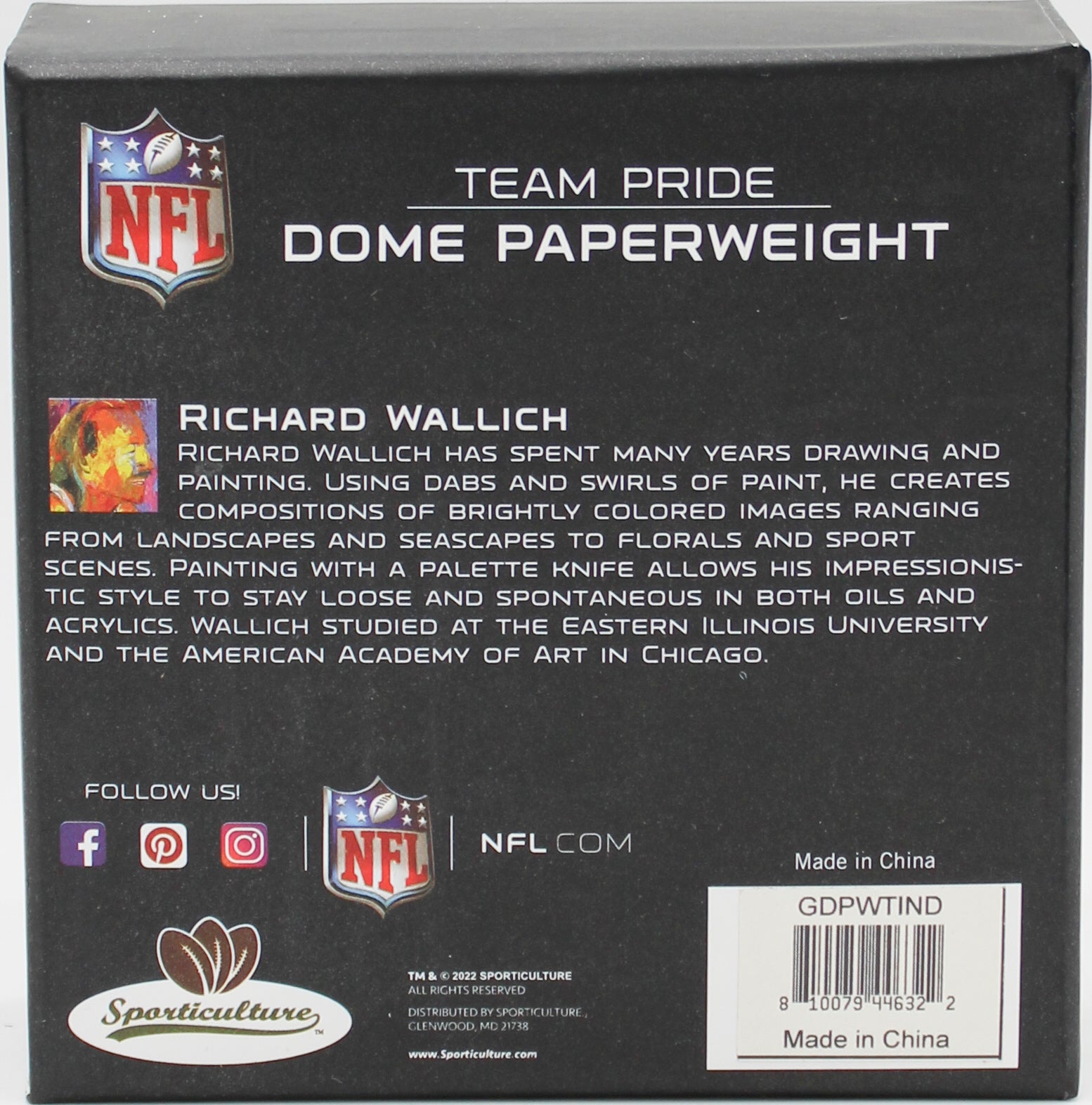 INDIANAPOLIS COLTS GLASS DOME PAPERWEIGHT 4"