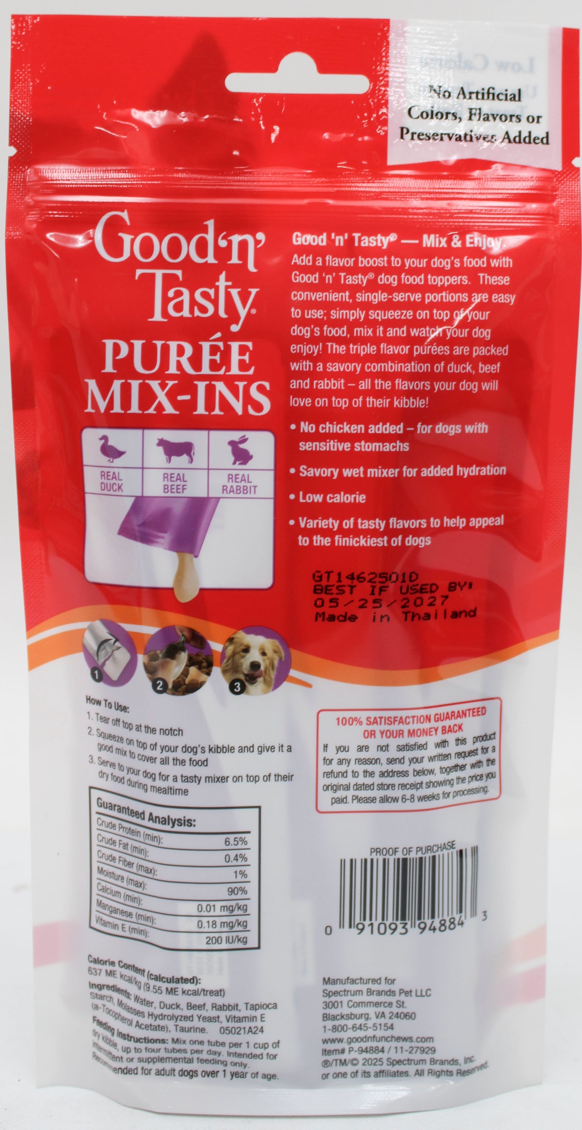 GOOD N TASTY TRIPLE FLAVOR DOG FOOD TOPPER DUCK,BEEF & RABBIT 7CT BB 5/25/2027 NI