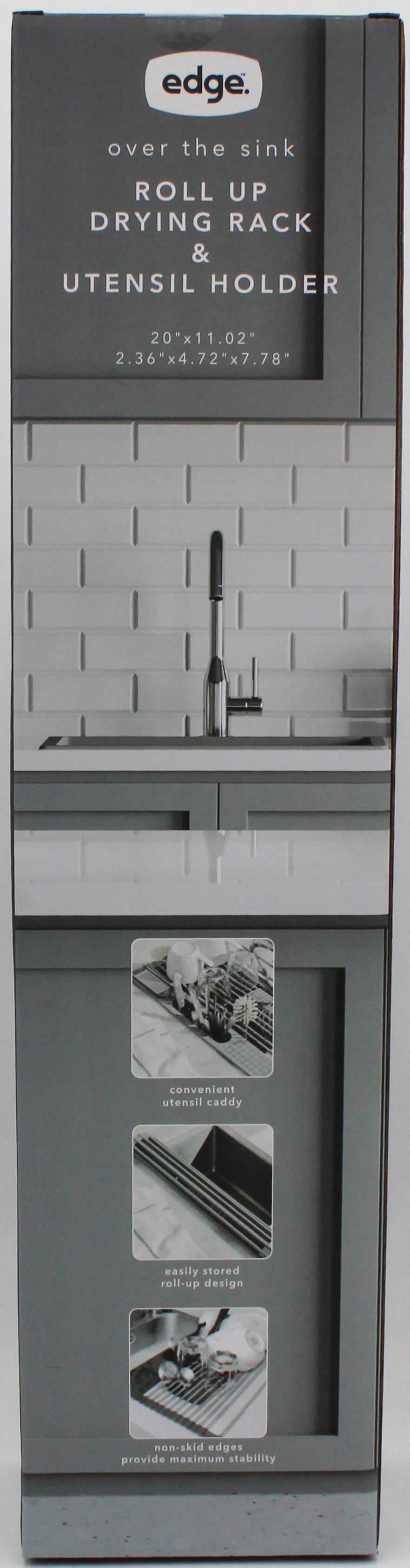 OVER THE SINK ROLL UP DRYING RACK W/ UTENSIL CADDY - 20X11.02INCH