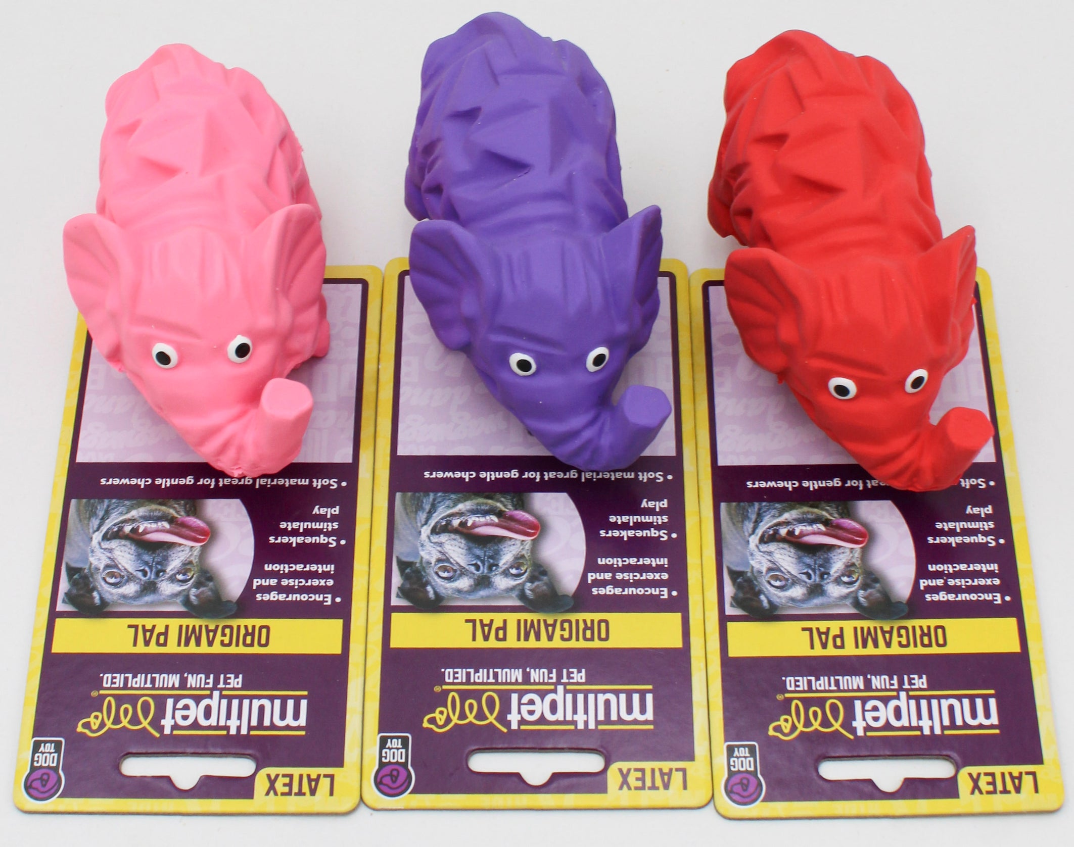 MULTIPET ORIGAMI PALS ELEPHANT (LATEX) DOG TOY - 3.5"