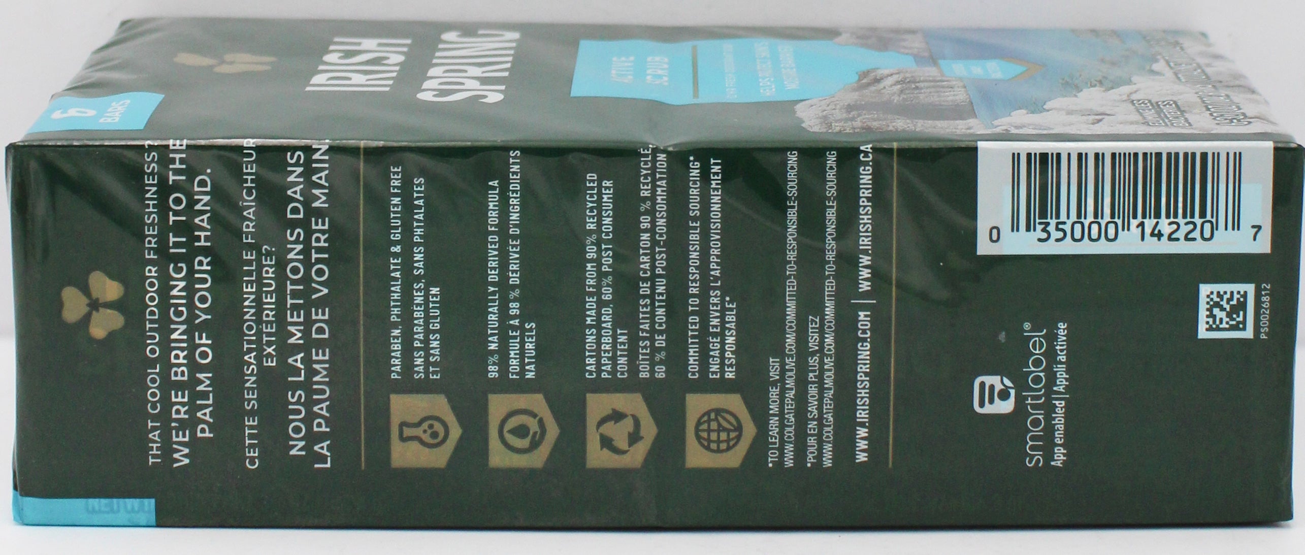 IRISH SPRING ACTIVE SCRUB 3.7Z 6 BARS NI