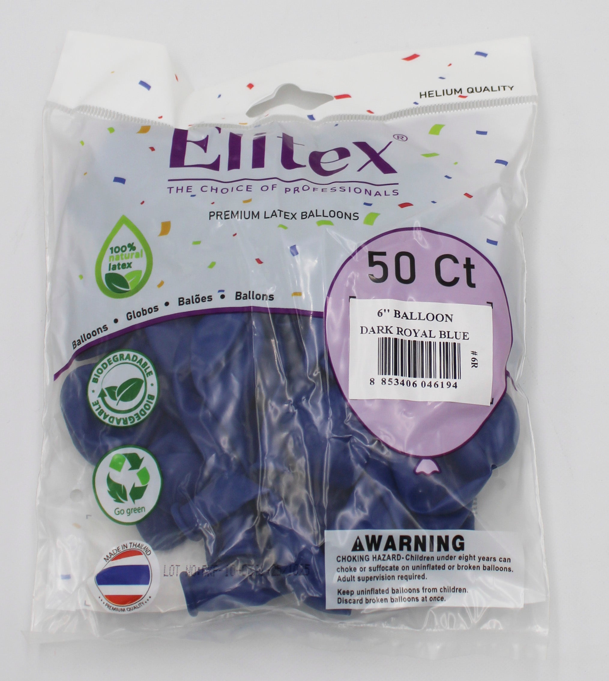 ELITEX 6" DARK ROYAL BLUE ROUND BALLOON, 50 PACK