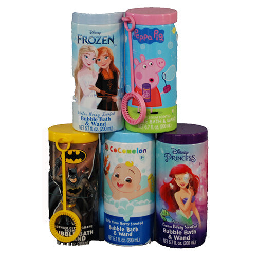 BUBBLE BATH WANDS $1 PP (Frozen, Peppa Pig, Cocomelon, Little Mermaid, Batman)  6.7 OZ