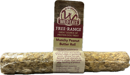 WILD EATS FREE-RANGE 2oz  MUNCHY PEANUT BUTTER ROLL 6" EXP 11/30/25