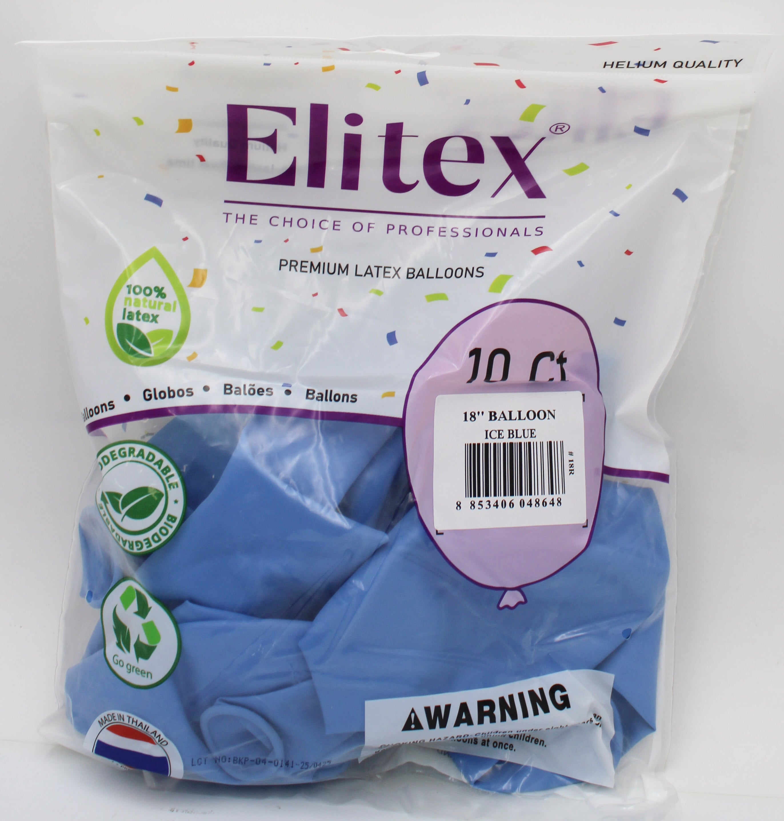 ELITEX 18" ICE BLUE ROUND BALLOON, 10 PACK