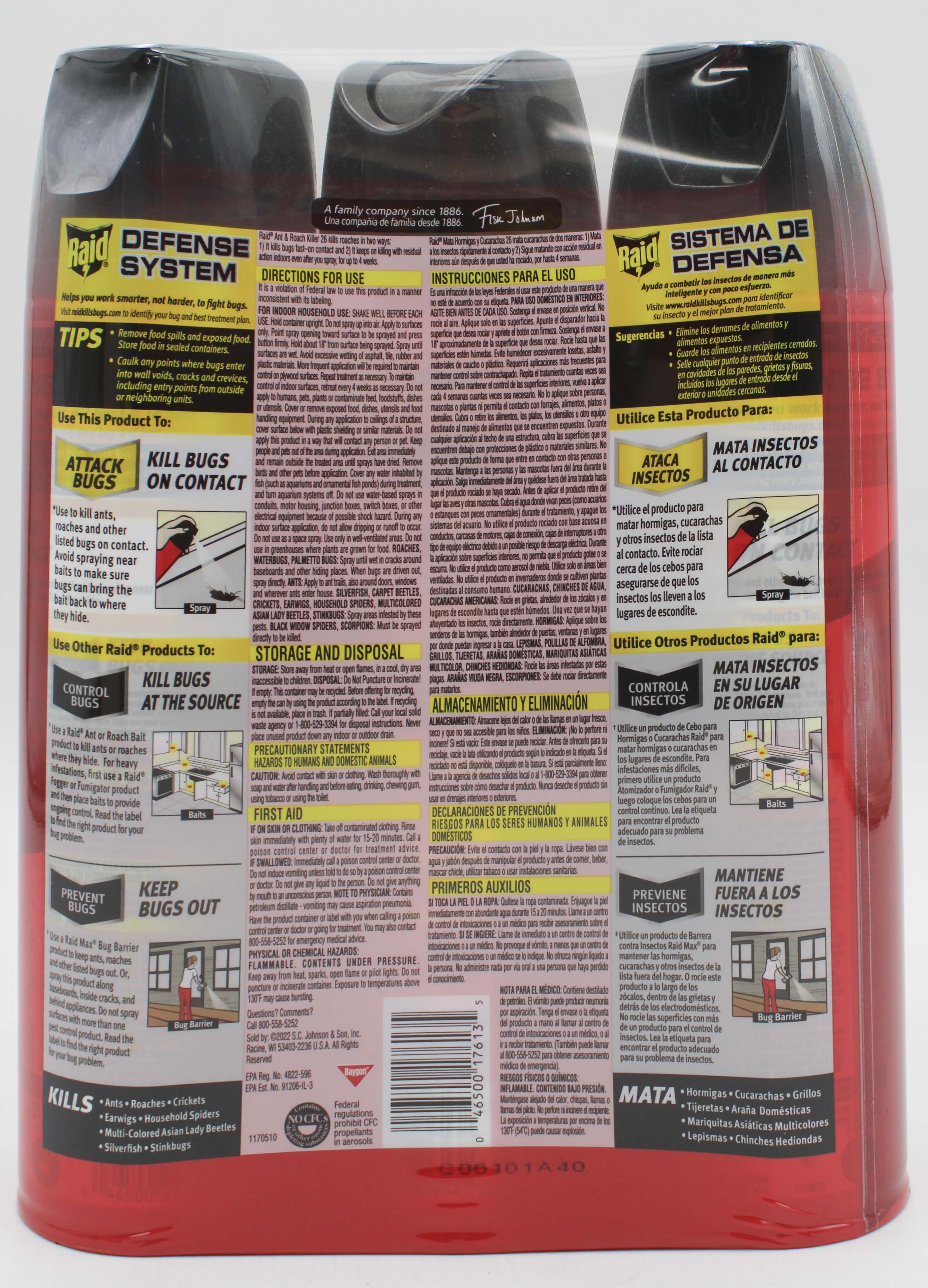 SP RAID ANT & ROACH 17.5oz 3PK-OUTDOOR FRESH SCENT