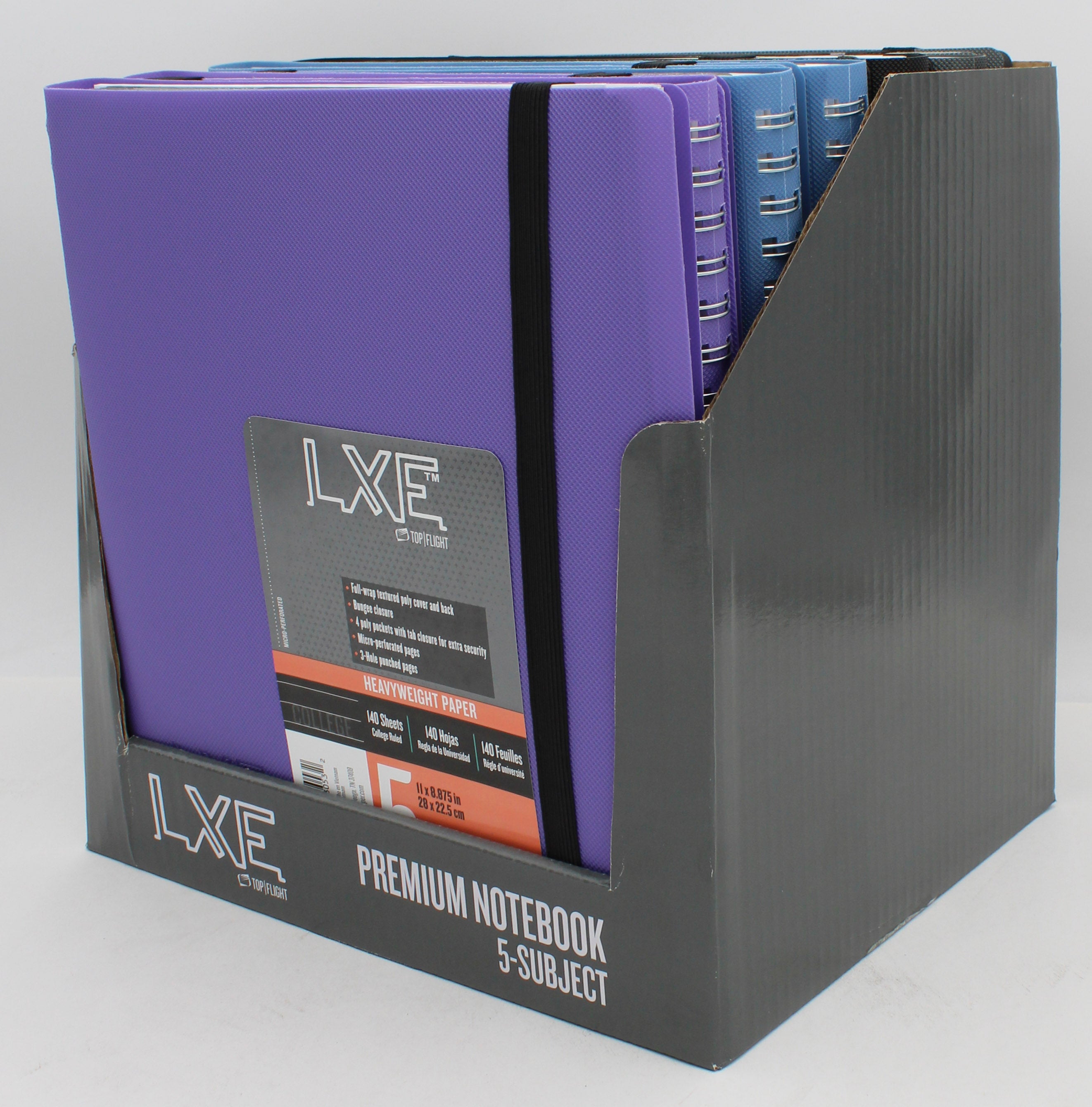 TOP FLIGHT 5 SUBJECT POLY COVER NOTEBOOK 140 SHEET ASST. 11" X 8.875"