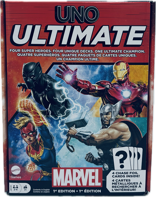 UNO ULTIMATE MARVEL 1ST EDITION 4 DECKS & 4FOIL CHASE CARDS 2-4PLAYERS 7+