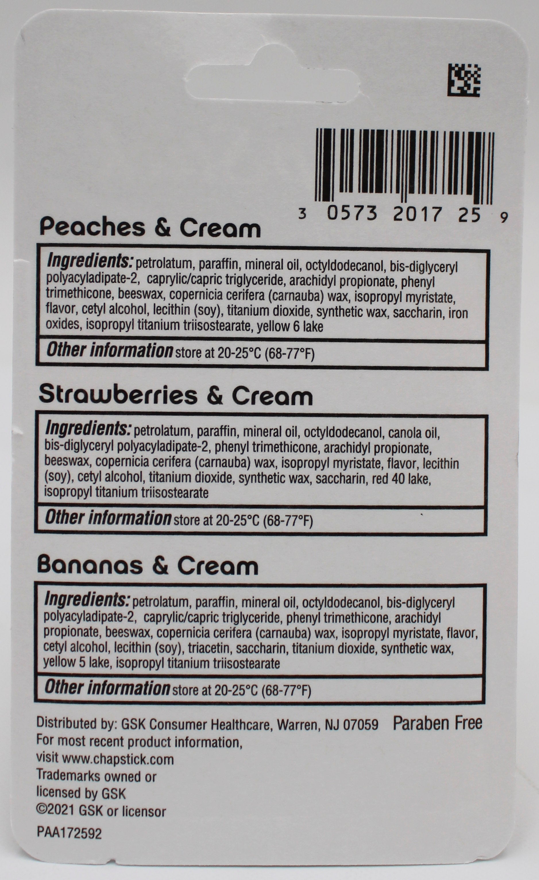 CHAPSTICK  3PK FRUIT N CREAM .45OZ 10/31/2027