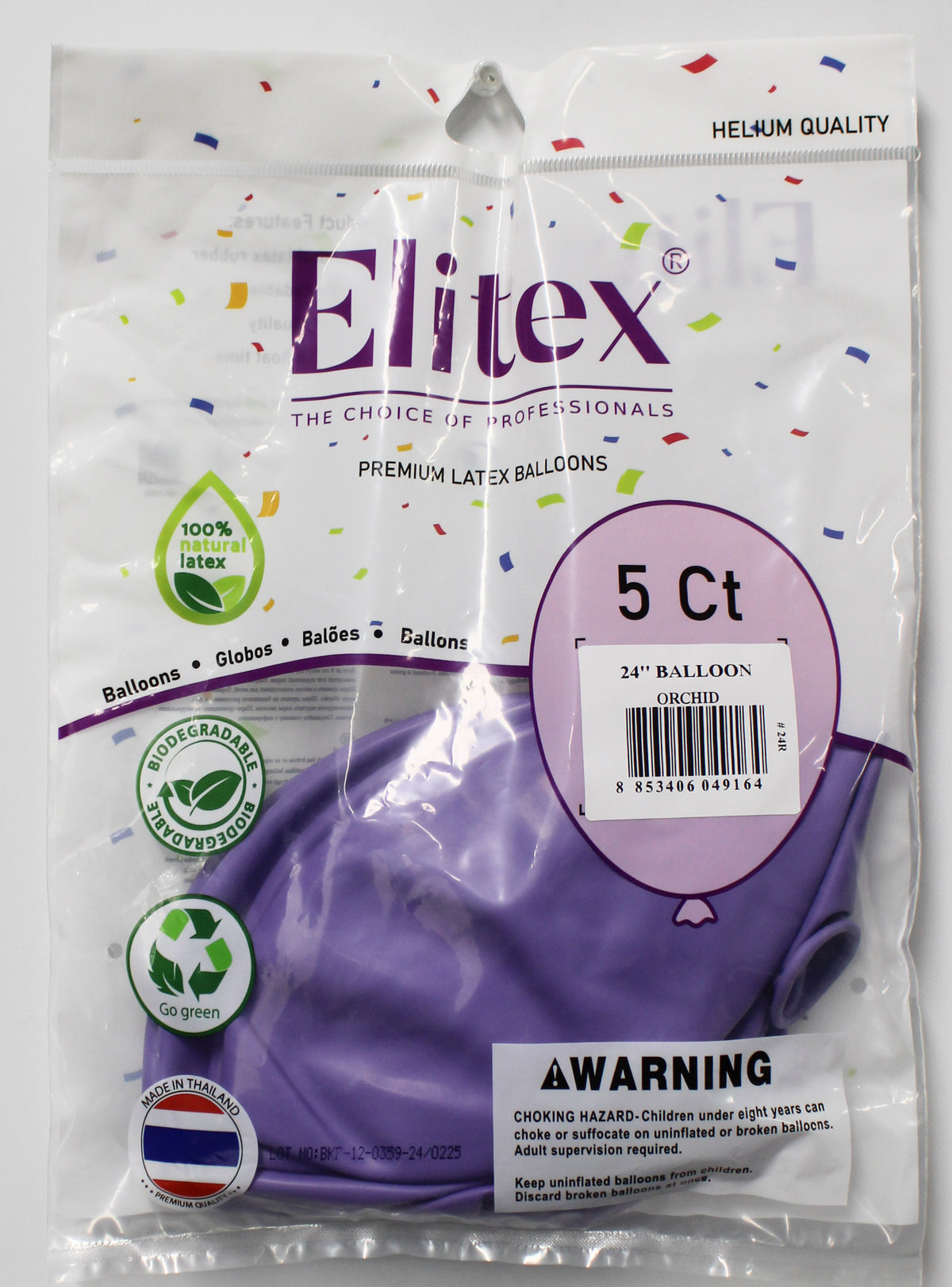 ELITEX 24" ORCHID ROUND BALLOON, 5 PACK