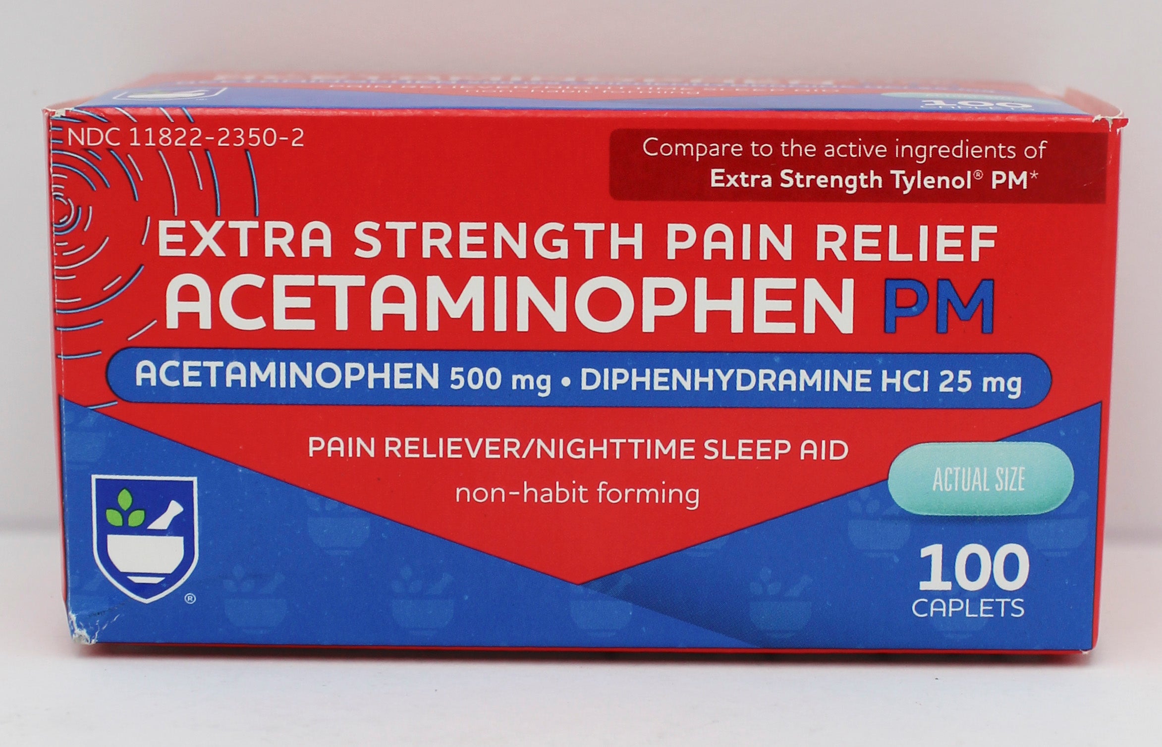 RITE AID PAIN RELIEF ACETAMINOPHEN PM EXTRA STRENGTH CAPLETS 100ct EXP 8/15/2026