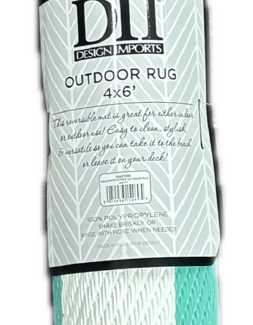 4X6 FT AQUA/WHITE STRIPE OUTDOOR RUG